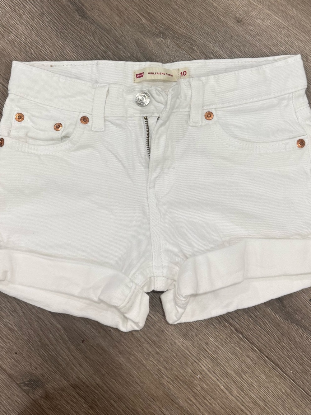 Levi's Girls White Girlfriend Denim Shorts